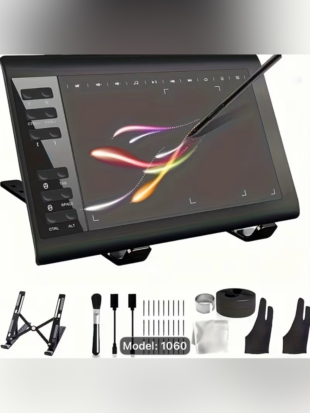 Graphics Drawing Tablet with Stylus - Black (Model 1060)